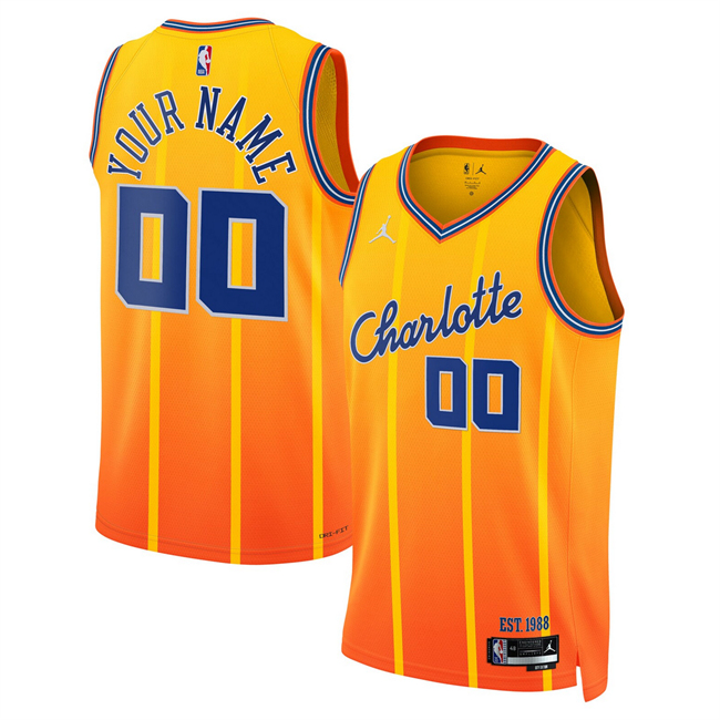 Men's Charlotte Hornets Active Playe Custom Orange 2025/26 City Edition Stitched Basketball Jersey